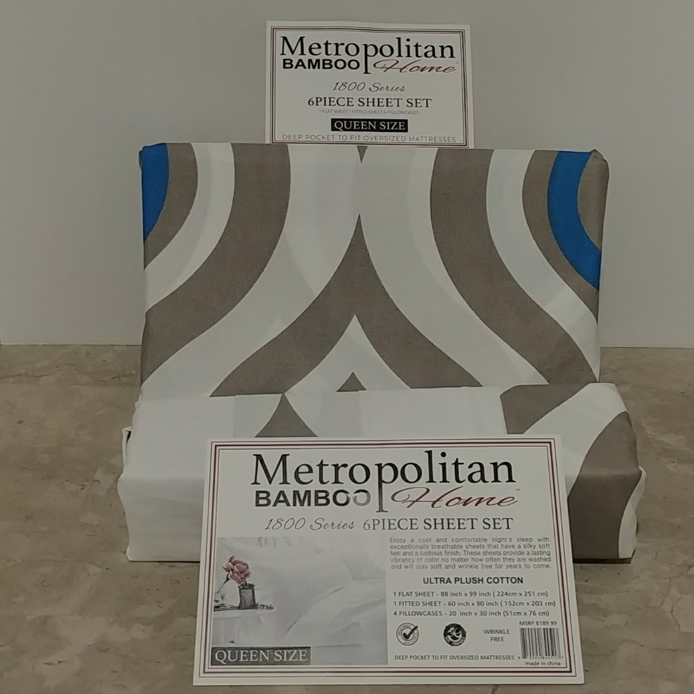 Metropolitan Bamboo Abstract Gray Queen She⦠- Picture 6 of 12